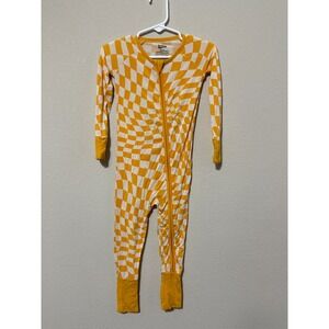 Drem Big Little Co. Yellow Checkerboard Bamboo Zippy 12-18 Months Play Condition